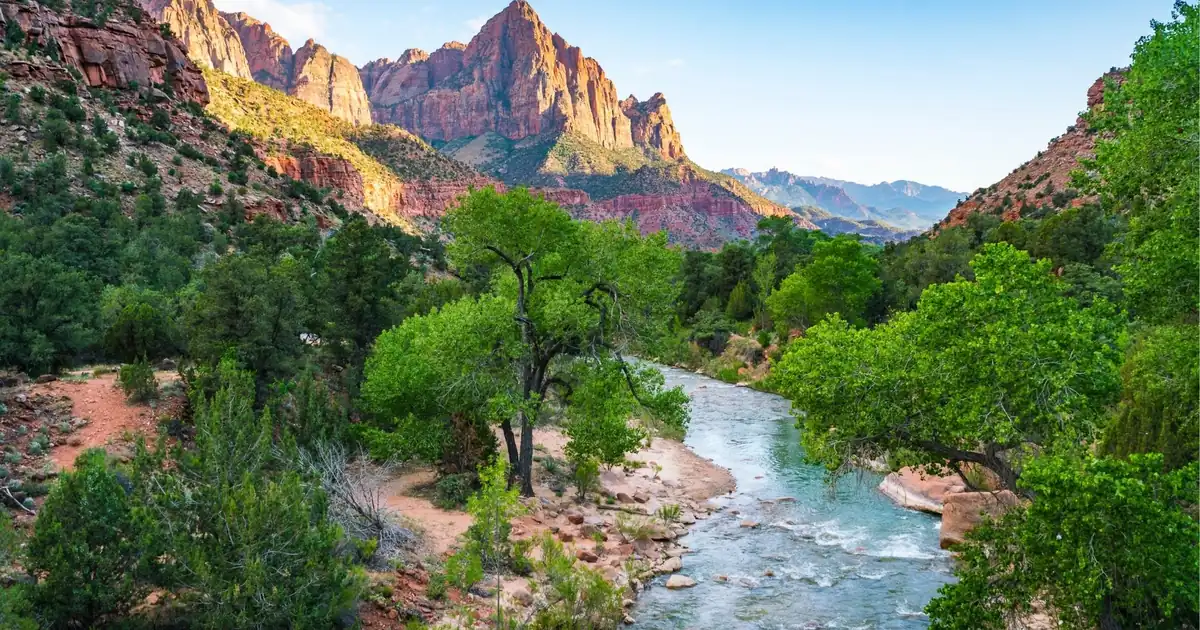 The Watchman above the Virgin River in Zion Canyon, the view most Las Vegas day trips are built around